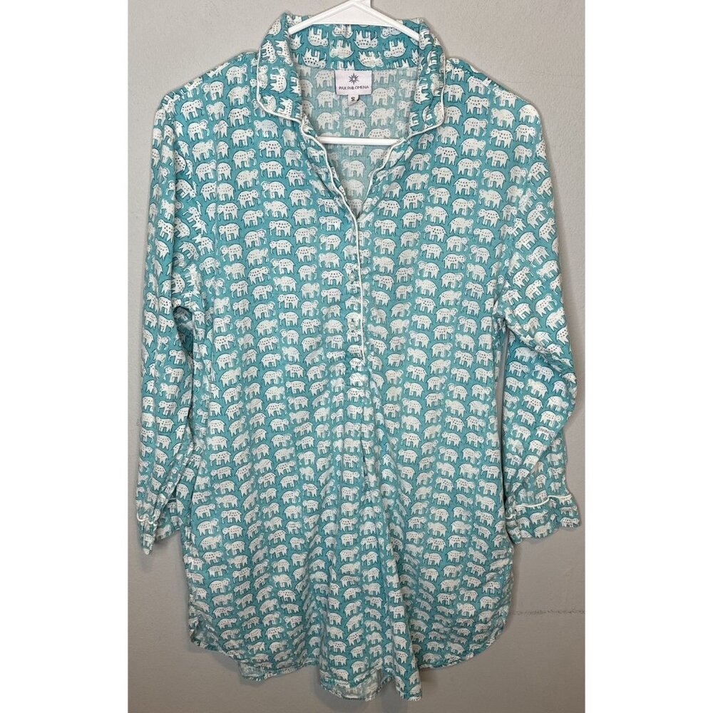 Pax Philomena Elephant Nightgown Small Blue Pockets